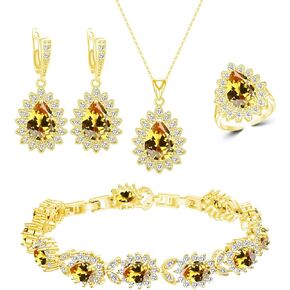 ZCGJWE Fashion Jewelry Sets for Women Girl，Platinum Plated/Gold Plated/Rose Gold Plated/Gun Black Plated Earrings Pendants Adjustable Rings Bracelets Luxury Gem Jewelry Set Gift for Mom /Wife/Girlfriend/Best Friend