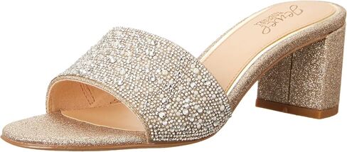Jewel Badgley Mischka Della Glitter Block Heel Mules in Saudi Arabia
