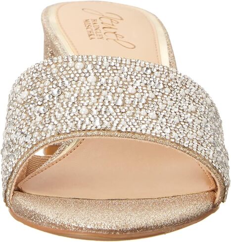 Jewel Badgley Mischka Della Glitter Block Heel Mules in Saudi Arabia