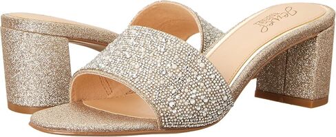 Jewel Badgley Mischka Della Glitter Block Heel Mules in Saudi Arabia