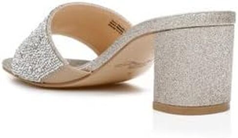 Jewel Badgley Mischka Della Glitter Block Heel Mules in Saudi Arabia
