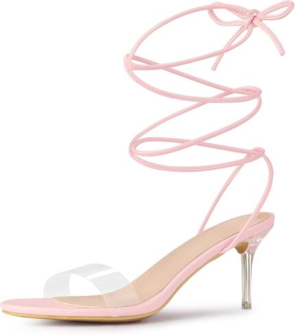 Allegra K Women's Strappy Clear Lace Up Stiletto Heels Sandals in Saudi Arabia