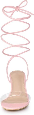 Allegra K Women's Strappy Clear Lace Up Stiletto Heels Sandals in Saudi Arabia