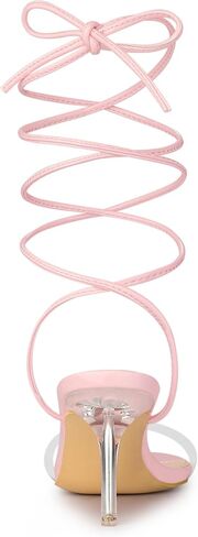 Allegra K Women's Strappy Clear Lace Up Stiletto Heels Sandals in Saudi Arabia