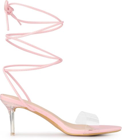 Allegra K Women's Strappy Clear Lace Up Stiletto Heels Sandals in Saudi Arabia