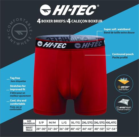 سروال بوكسر رجالي من HI-TEC مكون من 4 قطع، بدون طيران من الأمام in Kuwait