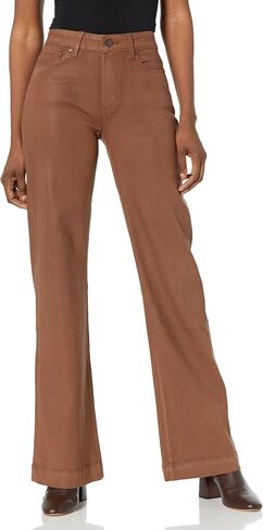 PAIGE Women's Leenah High Rise Wide Leg Transced Denim Cognac Luxe Coating in Saudi Arabia