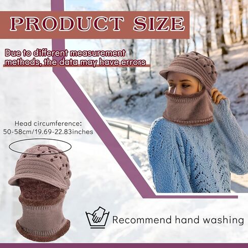 Cutecrop 6 Pcs Winter Warm Soft Ear Protection Knitted Scarf Beanie Hat Fleece Lined Ear Warmers for Women Mask Cap for Women Cold Protection in Kuwait
