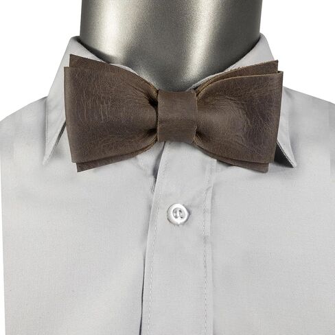 Hide & Groom، ربطة عنق مثبتة بإحكام لرفقاء العريس، مربوطة مسبقًا، ملابس رسمية للرجال، جلد محبب بالكامل، إكسسوارات زفاف مصنوعة يدويًا، بني بوربون in Kuwait