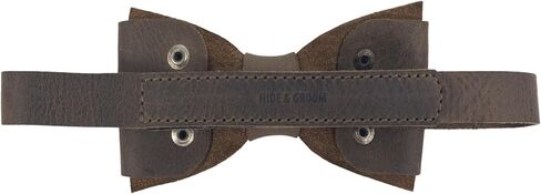 Hide & Groom، ربطة عنق مثبتة بإحكام لرفقاء العريس، مربوطة مسبقًا، ملابس رسمية للرجال، جلد محبب بالكامل، إكسسوارات زفاف مصنوعة يدويًا، بني بوربون in Kuwait