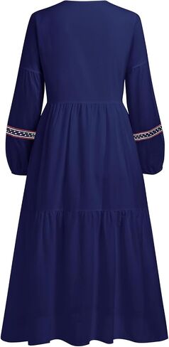 Women Mexican Dress Floral Embroidered Peasant Traditional Ethnic Wear Long Sleeves Beach Holiday Cocktail Party Gowns in Saudi Arabia