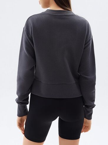 بلوزات نسائية كم طويل قطع علوية قصيرة رقبة دائرية بلوفر ناعم مع سحاب جانبي قميص ملابس 2024 in Kuwait