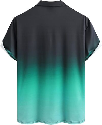 قمصان بولو كاجوال للرجال من Hardaddy ذات تصميم هندسي متدرج وأزرار سفلية وأكمام قصيرة in Kuwait