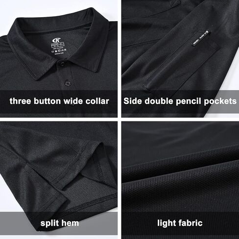 تي شيرت بولو رجالي من YuKaiChen بأكمام قصيرة وجيب سريع الجفاف وخفيف الوزن للتمرين in Kuwait