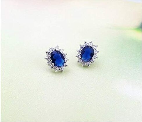 مجموعة مجوهرات الماس الازرق من نيشكا مع قلادة وخاتم واقراط للنساء، هدايا مجوهرات لها وهدايا الذكرى السنوية واعياد الميلاد للزوجة والصديقة، الماس in Kuwait