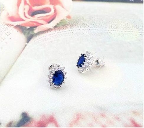 مجموعة مجوهرات الماس الازرق من نيشكا مع قلادة وخاتم واقراط للنساء، هدايا مجوهرات لها وهدايا الذكرى السنوية واعياد الميلاد للزوجة والصديقة، الماس in Kuwait