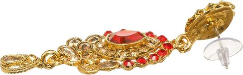 طقم قلادة وأقراط هندية من الحجر الأحمر باللون الذهبي ومجموعة ماانج تيكا للنساء in Kuwait