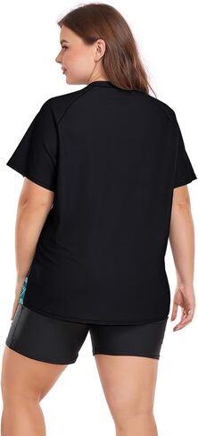 Davena Women's Plus Size 2 Piece Rash Guard Short Sleeve Swimsuit with Boyshorts Swim Shirt UPF 50+ in Kuwait