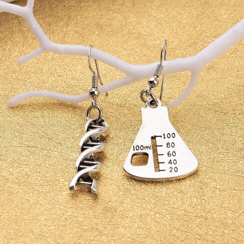 AKTAP DNA Earrings Science Flask Earrings DNA Double Helix Necklace Science Jewelry Chemistry Gifts Chemistry Biology DNA Lab Tech Charm Y Necklace in Saudi Arabia