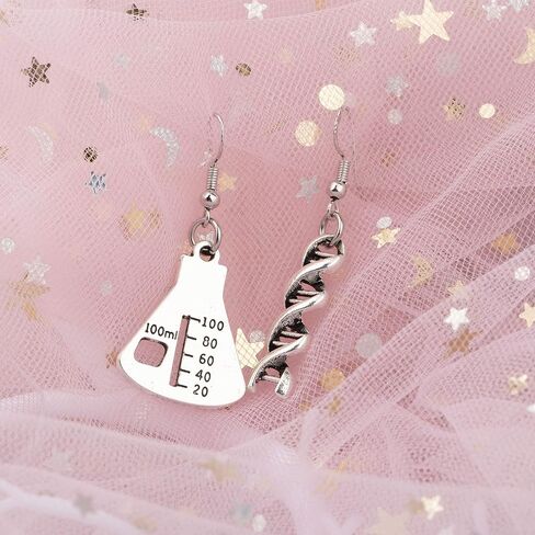 AKTAP DNA Earrings Science Flask Earrings DNA Double Helix Necklace Science Jewelry Chemistry Gifts Chemistry Biology DNA Lab Tech Charm Y Necklace in Saudi Arabia