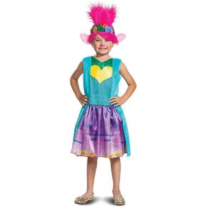 Poppy Troll Costume, Deluxe Trolls World Tour Rainbow Poppy Costume for Kids with Headpiece