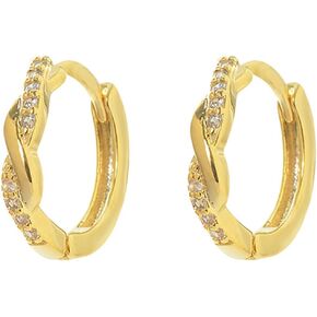 Small Hoop Earrings for Women Cubic Zirconia Huggie Hoop Earrings Gold Twist Hoop Earrings for Women Jewelry Gift