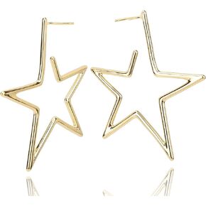 Star Hoop Earrings For Women By Vintage Havana 18K Gold Plated Made With Sterling Silver Post