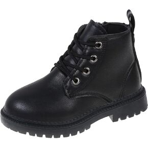 VINIGIAGIA Boys Girls Waterproof Lace-up Side Zip-up Ankle Boots Outdoor Military School Tactical Combat Boots (Toddler/Little Kid)
