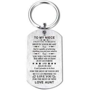 Inspirational Gift for Niece Nephew from Aunt Uncle I Want You to Believe Deep In Heart Keychain for Birthday