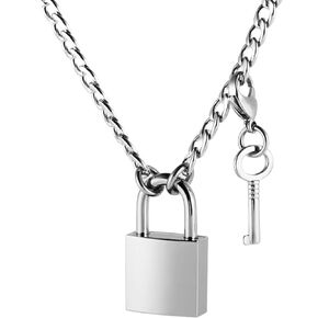 HZMAN Lover Heart Padlock Necklace Padlock Collar Choker for Men Women with Lock and Key 24 Inch