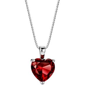 MichooyelS925 3.6 cttw Rhodolite Garnet Pendant Necklace Heart Solitaire Gemstone Sterling Silver Valentine's Day Wedding Birthstone Jewelry For Women 16-18 Inches