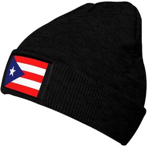 Cute Puerto Rico Flag Knit Beanie Hats for Women Men Soft Stretch Ski Skull Cap Slouchy Puerto Rican Winter Hat
