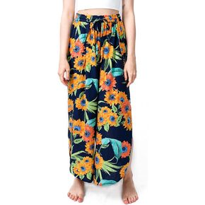 LaVieLente Women's Boho Style Harem Pants Side Slits Loose Fit Casual Trousers for Summer Yoga and Beach Vacation