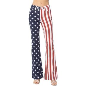 Judy Blue American Flag Print Flare Jeans Red White and Blue Pants 88560