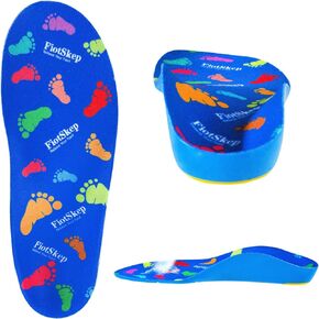 FiotSkep Kids Orthotics High Arch Support Insoles Over-Pronation Plantar Fasciitis Flat Feet PU Foam Inserts Relieve Children's Foot Pain, Gel Cushion for Heel Pain (3-7 M Toddler)