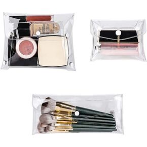 Mini PVC Makeup Bag Small Clear Plastic Cosmetic Organizer Bag Pouch with Snap Closure for Vacation Travel, Bathroom Organizing(3PCS), 3PCS
