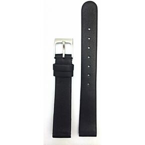 12mm Black Genuine Leather Watchband with Round End | Flat, Soft Replacement Wrist Watchstrap that brings New Life to Any Watch (Womens Standard Length)