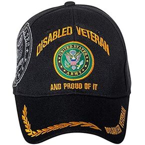 MWS Licensed Disabled Army Vet and Proud of it Cap U.S Army Acrylic Licensed Black Embro Cap Hat