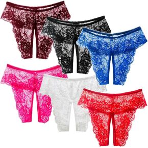 6 قطع من الملابس الداخلية النسائية ذات الدانتيل، منخفضة الارتفاع بدون عرض، سراويل بيكيني محب ناعمة in Kuwait