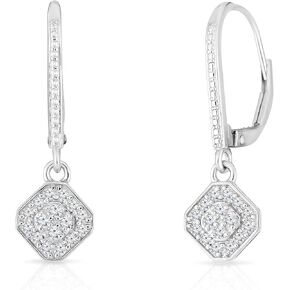 Natalia Drake Drop Dangle Leverback Bridal 1/4 Cttw Diamond Earrings for Women in Rhodium Plated Sterling Silver, Sterling Silver, Diamond in Kuwait