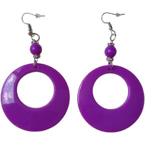 Fluorescent Large Retro Hoop Dangle Costume Earrings Lightweight Retro 80s 90s Acrylic Circle Earrings Fluorescent Cross Earring Women Ladies Girls
