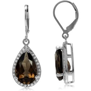 Silvershake 14X9 mm. Elegant Oval Gemstone 925 Sterling Silver Drop Dangle Leverback Earrings