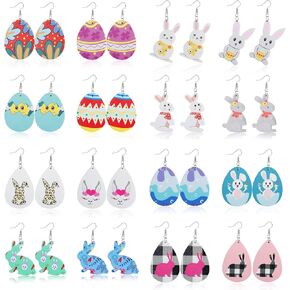 مجموعة أقراط من الجلد الصناعي مكونة من 16 زوجًا من JeryWe للنساء أقراط متدلية على شكل قطرة دمعة خفيفة الوزن مصنوعة يدويًا هدية مجوهرات in Kuwait