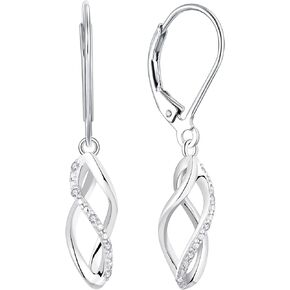YL Linear Swirl French Wire Earrings 925 Sterling Silver Interlocked Teardrop Leverback Earring Twisted Dangle Drop Jewelry