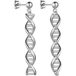 beautlace DNA Double Helix Chemistry Science Molecule Biology Necklace and Earrings Jewelry Set Silver/18K Gold/Black Gun Plated Jewelry for Women and Girls
