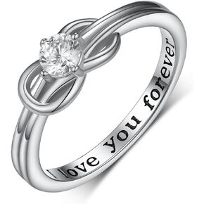 Mother Daughter Knot Ring for Women 925 Sterling Silver Mothers Rings Engraved "I Love You Forever" Mother Daughter Rings Jewelry Gift for Women Mothers Day Birthday Christmas