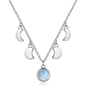 Moonstone Necklace Sterling Silver Moon Necklace for Women Crescent Moon Necklace Moonstone Jewelry Birthday Gifts for Women Girls in Kuwait