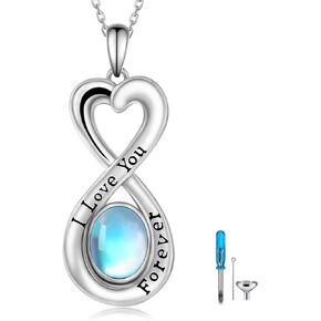Moonstone Urn Necklace for Ashes 925 Sterling Silver Cremation Necklace Memorial Keepsake Jewelry for Women