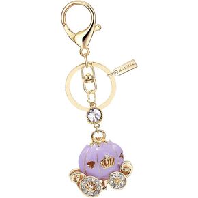 Monnel MZ899-3 Purple Princess Pumpkin Carriage Keychain Key Ring with Pouch Bag