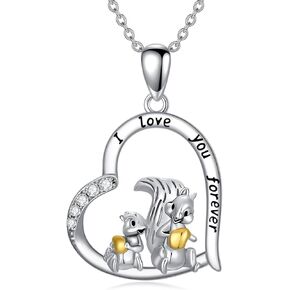 PROESS Highland Cow/Squirrel Necklace 925 Sterling Silver Sunflower Cow Pendant Necklace Cow Jewelry Animal Lover Gifts for Birthday Christmas in Kuwait